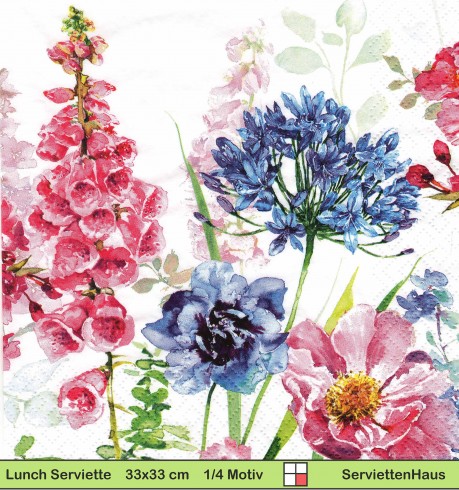 Fingerhut und andere Wiesenblumen - 1 Lunch Serviette